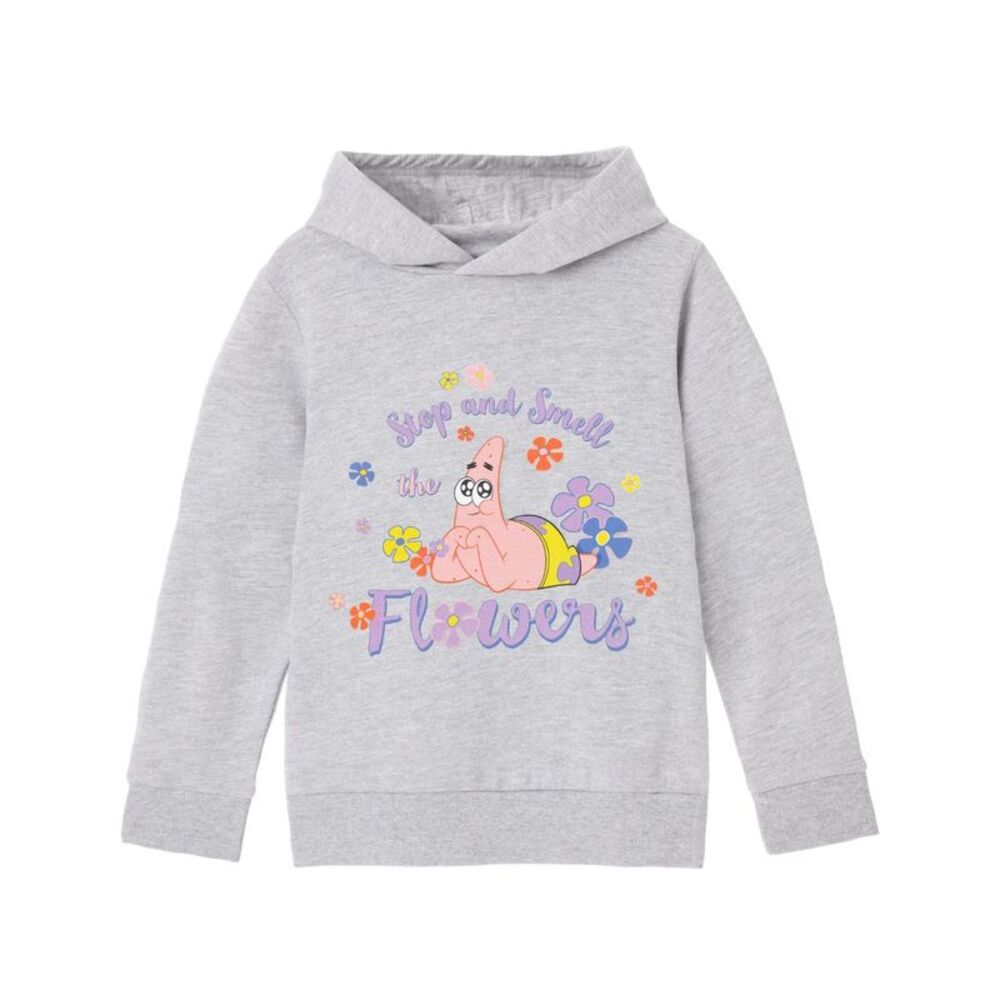 SpongeBob SquarePants Girls Stop And Smell The Flowers Hoodie / Grey Marl